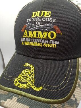2nd Amendment Camo Hat OSFA No Warning Shot Curved Brim Strap Back NWT
